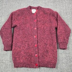 Vintage Cervelle Sweater Cardigan Womens Large Red Mohair Lined Button Front